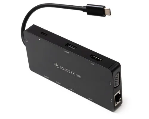 Концентратор Vinga USB-C 3.1 to VGA+HDMI+RJ45+3xUSB3.0+USB2.0+SD/TF+PD+Audio (VHYC10)