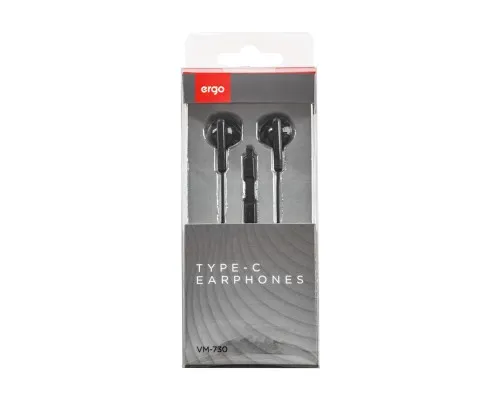 Наушники Ergo VM-730 Type-C Earphones Black (VM-730K)