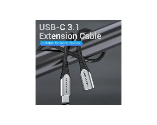 Дата кабель USB-C 3.1 M/F 1.0m 60W (20V/3A) 4K60HZ Thunderbolt 3 Vention (TABHF)