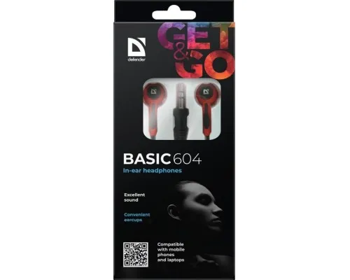 Навушники Defender Basic 604 Black-Red (63605)