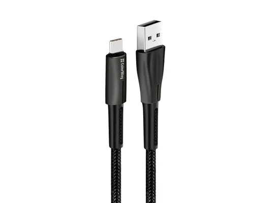 Дата кабель USB 2.0 AM to Type-C 1.0m zinc alloy + led black ColorWay (CW-CBUC035-BK)