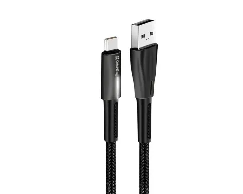 Дата кабель USB 2.0 AM to Type-C 1.0m zinc alloy + led black ColorWay (CW-CBUC035-BK)