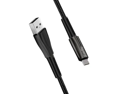 Дата кабель USB 2.0 AM to Type-C 1.0m zinc alloy + led black ColorWay (CW-CBUC035-BK)