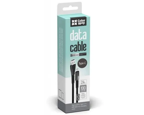 Дата кабель USB 2.0 AM to Type-C 1.0m zinc alloy + led black ColorWay (CW-CBUC035-BK)