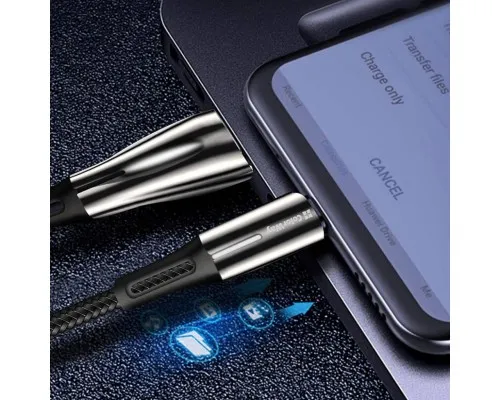 Дата кабель USB 2.0 AM to Type-C 1.0m zinc alloy + led black ColorWay (CW-CBUC035-BK)