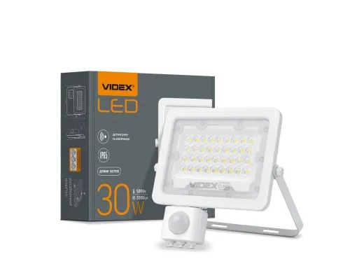 Прожектор Videx LED 30W 5000K з датчиком руху (VL-F2e305W-S)