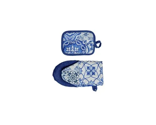 Кухонная прихватка Прованс набор рукавичка+прихватка Фреска синяя 15х19 и 15х20 см (4823093444058)
