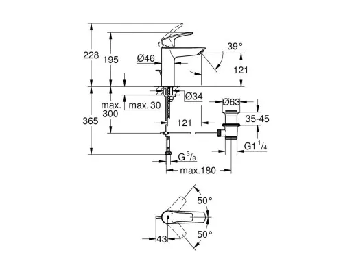 Смеситель Grohe M-Size Eurosmart New (23322003)