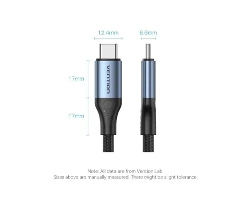 Дата кабель USB-C to USB-C 1.0m USB4.0 240W (50V/5A) 8K60Hz Thunderbolt 4 Gray Aluminum Alloy Vention (TAVHF)