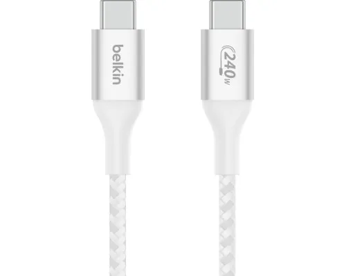 Дата кабель USB-C to USB-C 1.0m 240W white Belkin (CAB015BT1MWH)