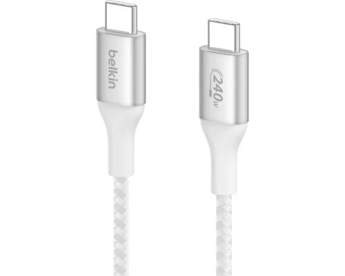 Дата кабель USB-C to USB-C 1.0m 240W white Belkin (CAB015BT1MWH)