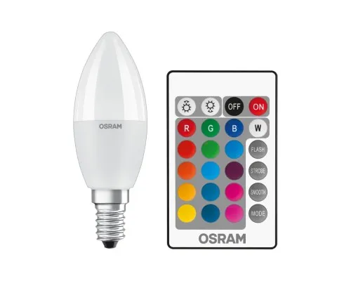 Лампочка Osram LED В40 4.5W 470Lm 2700К+RGB E14 пульт ДУ (4058075430853)