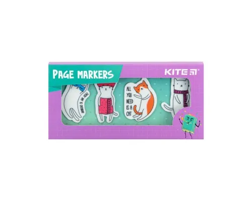 Закладки для книг Kite пластиковые Cats 4x20 шт, 35х50 мм (K22-479-6)