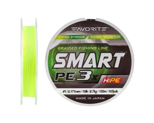 Шнур Favorite Smart PE 3x 150м 1.0/0.171mm 19lb/8.7kg Fl.Yellow (1693.10.58)