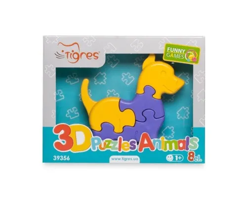 Развивающая игрушка Tigres 3D пазлы Животные - 1 шт, 8 элементов, желтый (39356)