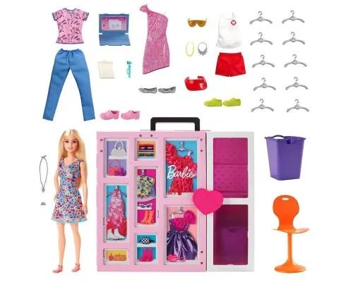 Аксессуар к кукле Barbie Двухэтажный шкаф мечты с куклой (HGX57)