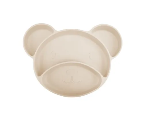 Тарелка детская Canpol babies Мишка силиконовая на присоске с тремя отделами, кремовый (51/401_creme)