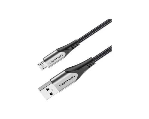 Дата кабель USB 2.0 AM to Micro 5P 0.25m 3.0A (18W) PVC Gray Aluminum Alloy Vention (COAHC)