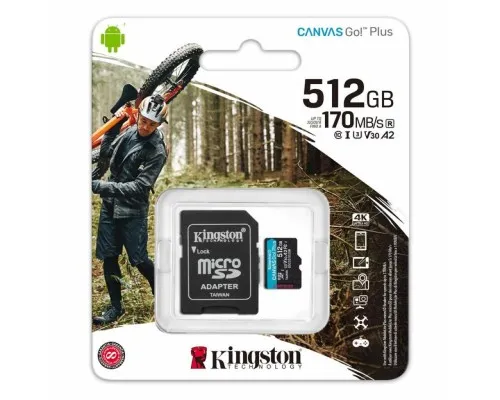 Карта памяті Kingston 512GB microSDXC class 10 UHS-I U3 A2 Canvas Go Plus (SDCG3/512GB)