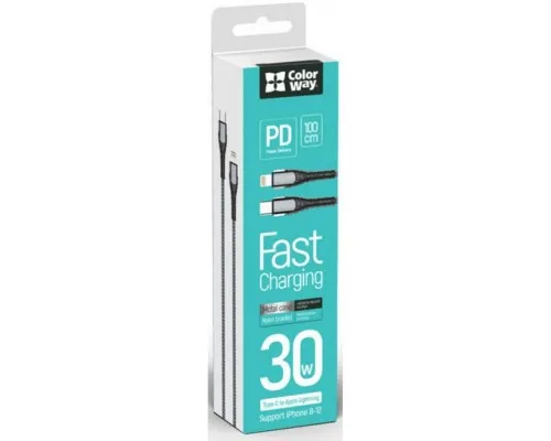 Дата кабель USB-C to Lightning 1.0m ColorWay (CW-CBPDCL033-GR)