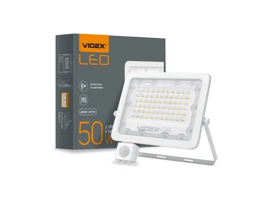 Прожектор Videx LED  50W 5000K с датчиком движения (VL-F2e505W-S)