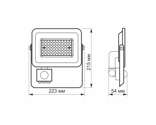 Прожектор Videx LED  50W 5000K с датчиком движения (VL-F2e505W-S)