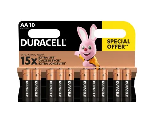 Батарейка Duracell AA лужні 10 шт. в упаковці (5002508/5006461)