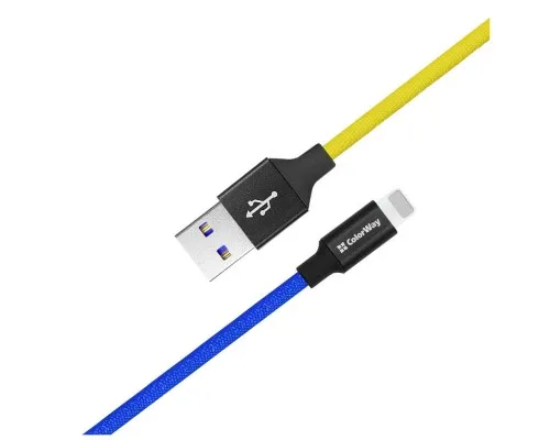 Дата кабель USB 2.0 AM to Lightning 1.0m National ColorWay (CW-CBUL052-BLY)