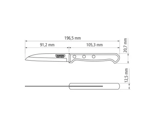 Кухонний ніж Tramontina Polywood Vegetable 76 мм Червоне Дерево (21121/173)