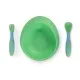 Набор детской посуды Baboo мисочка, гибкие вилка и ложка, чашка непроливайка, 6+ (10-003 зеленый)