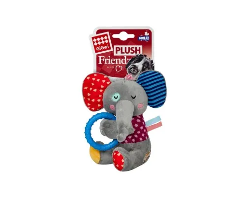 Іграшка для собак GiGwi Plush Слоненя з кільцем та пищалкою 16 см (2256)