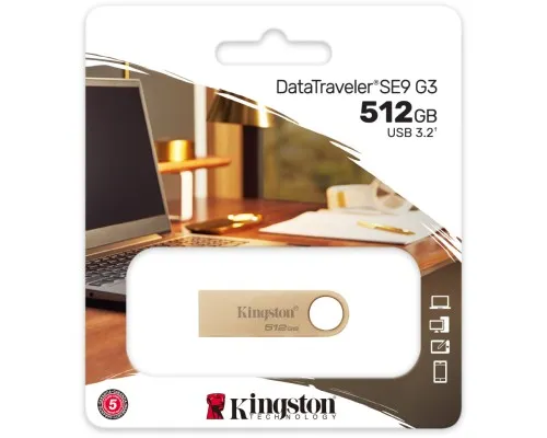 USB флеш накопичувач Kingston 512GB DataTraveler SE9 G3 Gold USB 3.2 (DTSE9G3/512GB)