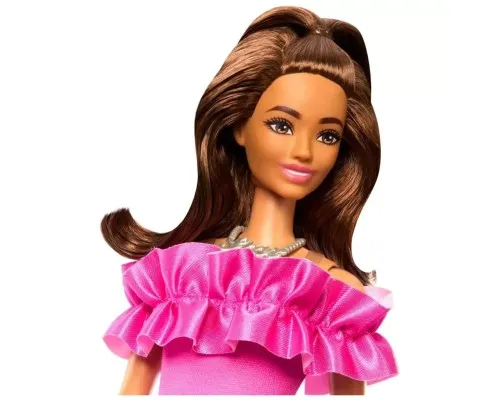 Кукла Barbie Fashionistas в розовом мини-платье с рюшами (HRH15)