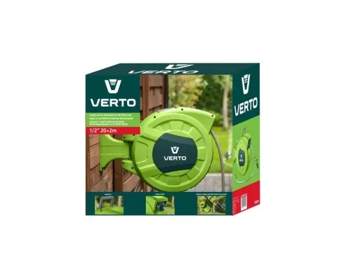 Шланг для поливу Verto на автоматичній котушці, 20м+2м, 1/2" (15G891)