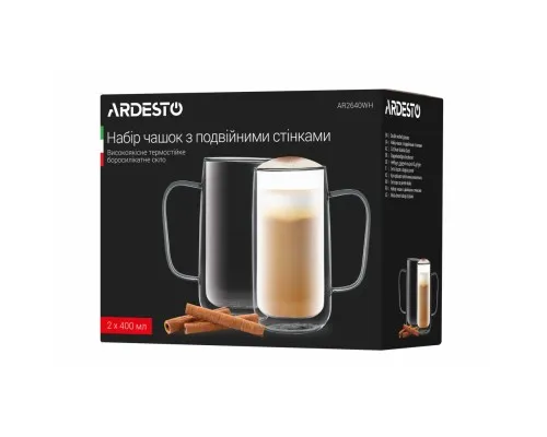 Набір чашок Ardesto 400 мл 2 шт (AR2640WH)