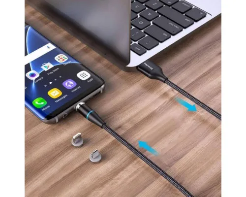 Дата кабель USB 2.0 AM to Lightning + Micro 5P + Type-C 1.0m Magnetic ColorWay (CW-CBUU038-BK)