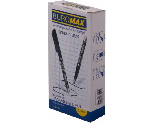 Ручка гелева Buromax Erase Slim Пиши-стирай 0.5 мм Чорний корпус (BM.8300-02)