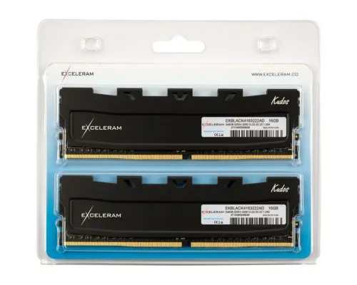 Модуль памяти для компьютера DDR4 16GB (2x8GB) 3200 MHz Black Kudos eXceleram (EKBLACK4163222AD)