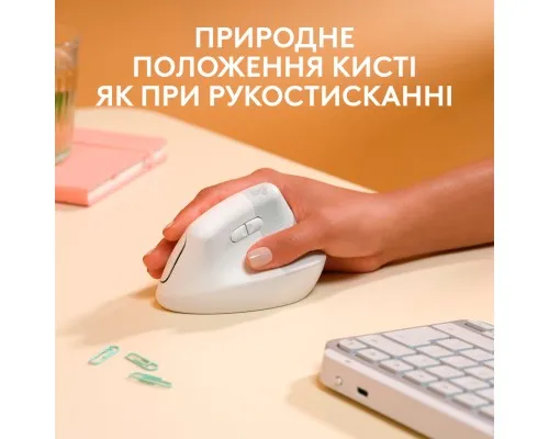 Мышка Logitech Lift for Mac Vertical Ergonomic Mouse Off White (910-006477)