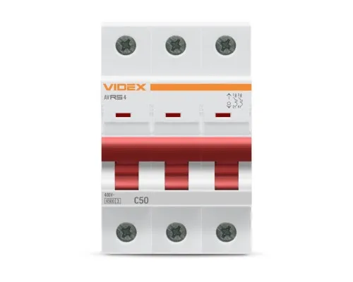 Автоматический выключатель Videx RS4 RESIST 3п 50А С 4,5кА (VF-RS4-AV3C50)