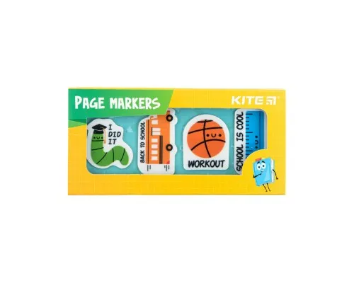 Закладки для книг Kite пластиковые School 4x20 шт, 35х50 мм (K22-479-4)