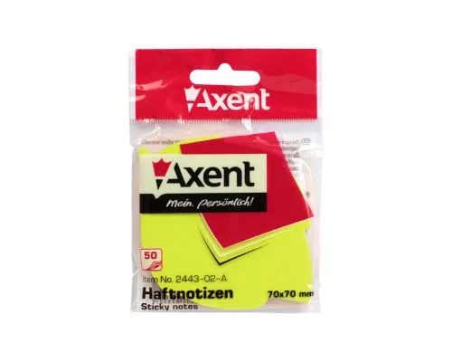 Папір для нотаток Axent з клейким шаром листок 70х70мм, 50 аркушів (2443-02-A)