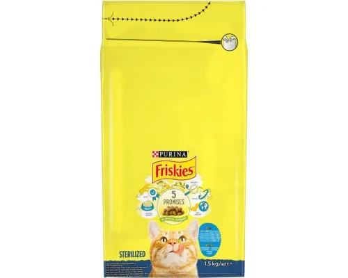 Сухой корм для кошек Purina Friskies Sterile с лососем и овощами 1.5 кг (7613033002458)
