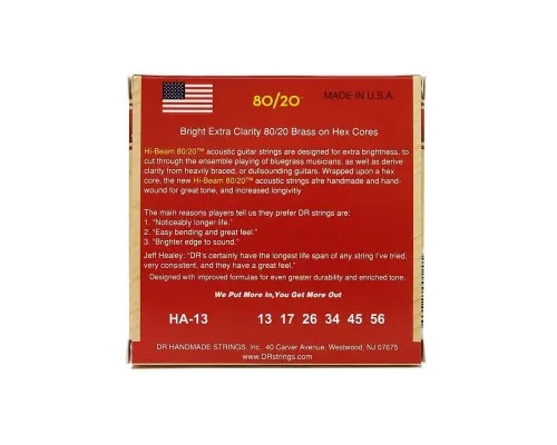 Струни для гітари DR Strings HI-BEAM Acoustic 80/20 Bronze - Medium (13-56) (HA-13)