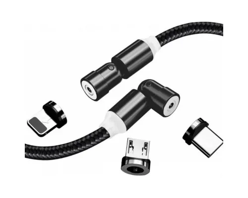 Дата кабель USB 2.0 AM to Lightning + Micro 5P + Type-C 1.0m Magnetic Ro ColorWay (CW-CBUU037-BK)
