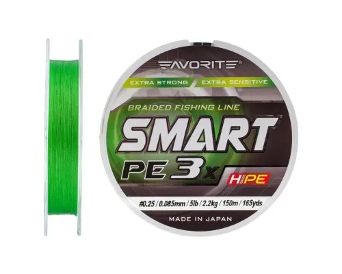 Шнур Favorite Smart PE 3x 150м 0.25/0.085mm 5lb/2.2kg Light Green (1693.10.62)