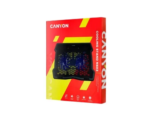 Подставка для ноутбука Canyon NS03, 10-15.6 laptop, dual-fan with 2x2.0 USB hub (CNE-HNS03)