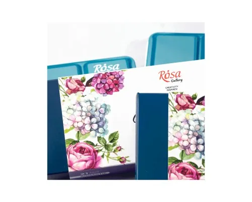 Акварельні фарби Rosa Gallery Romantic в металевому пеналі Бірюза 21 колір кювета (4823098525745)