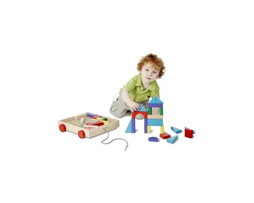 Кубики Melissa&Doug Набір дерев'яних блоків на візку (MD14209)