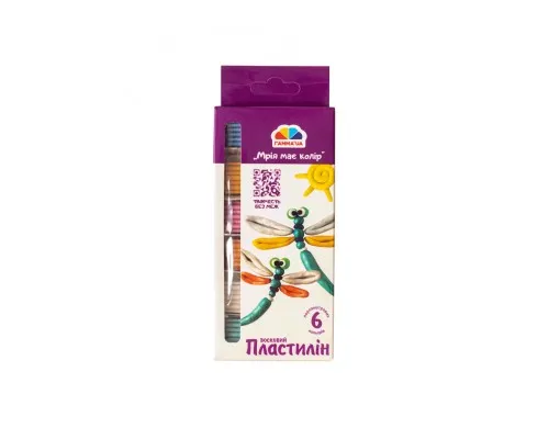 Пластилін ГАММА'UA Творчість Перламутр Зі стеком 6 кольорів 72 г (4820219216094)